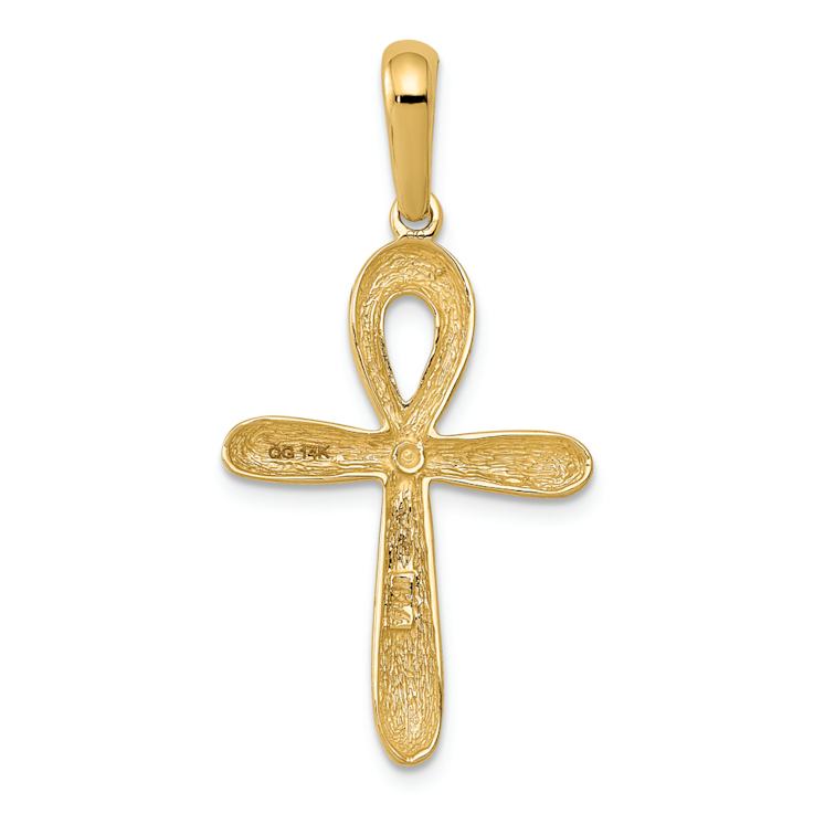 14k Yellow Gold Polished Ankh Cross Pendant