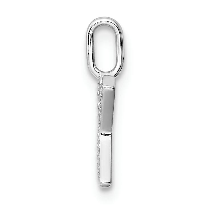 14K White Gold Diamond Letter X Initial Pendant