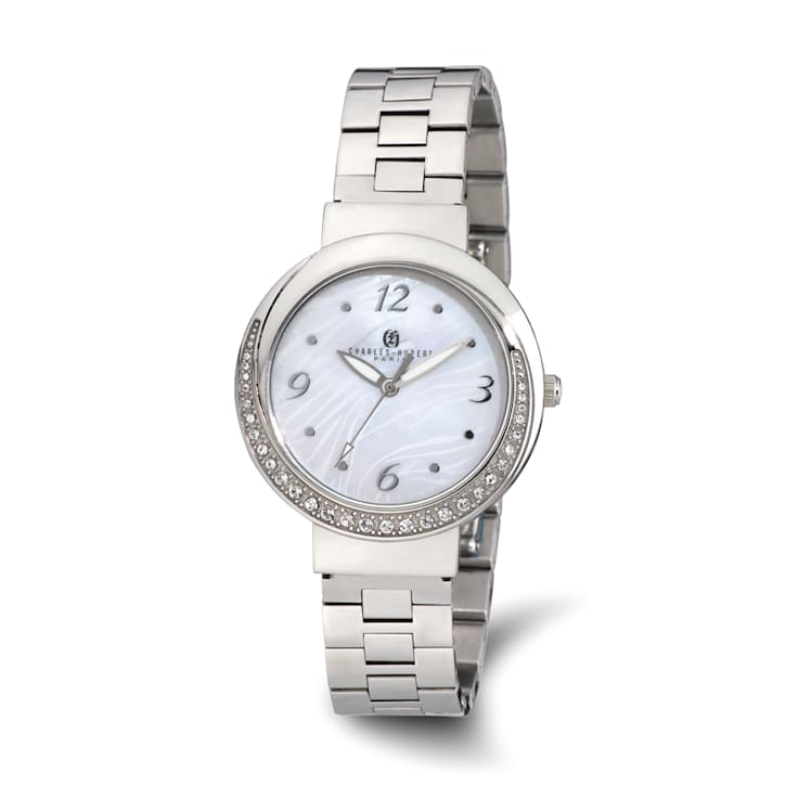 Charles Hubert Ladies Stainless Steel MOP Dial 38mm Watch