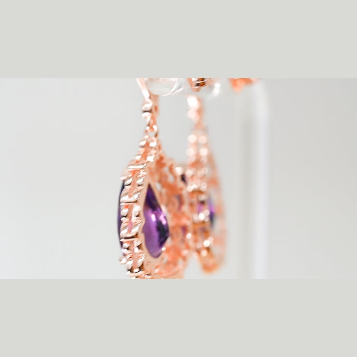 Amethyst and CZ 6.95 Ctw Pear 18K Rose Gold Over Sterling Silver Center
Design Earrings Jewelry