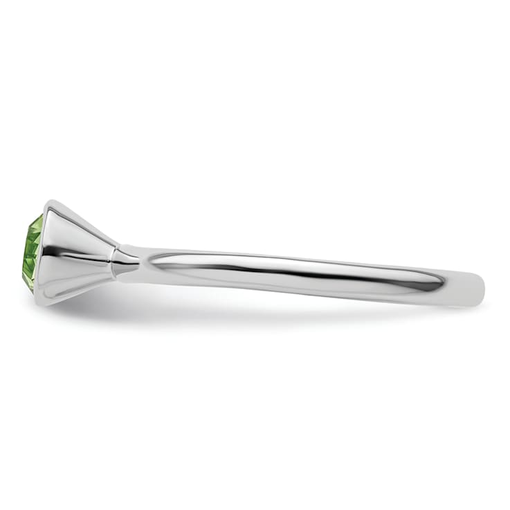 Sterling Silver Stackable Expressions High 5mm Green Crystal Ring