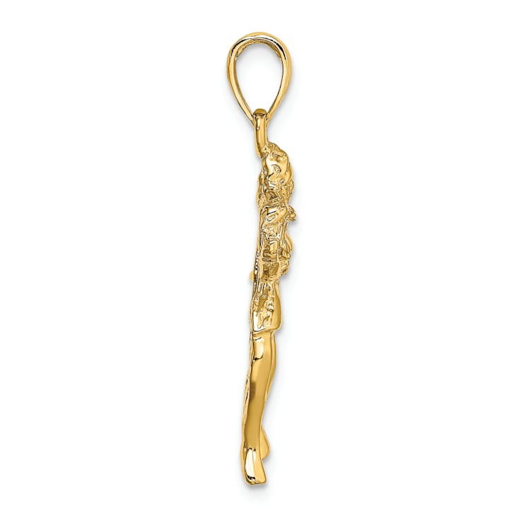 14k Yellow Gold 3D Textured Large Virgo Zodiac pendant