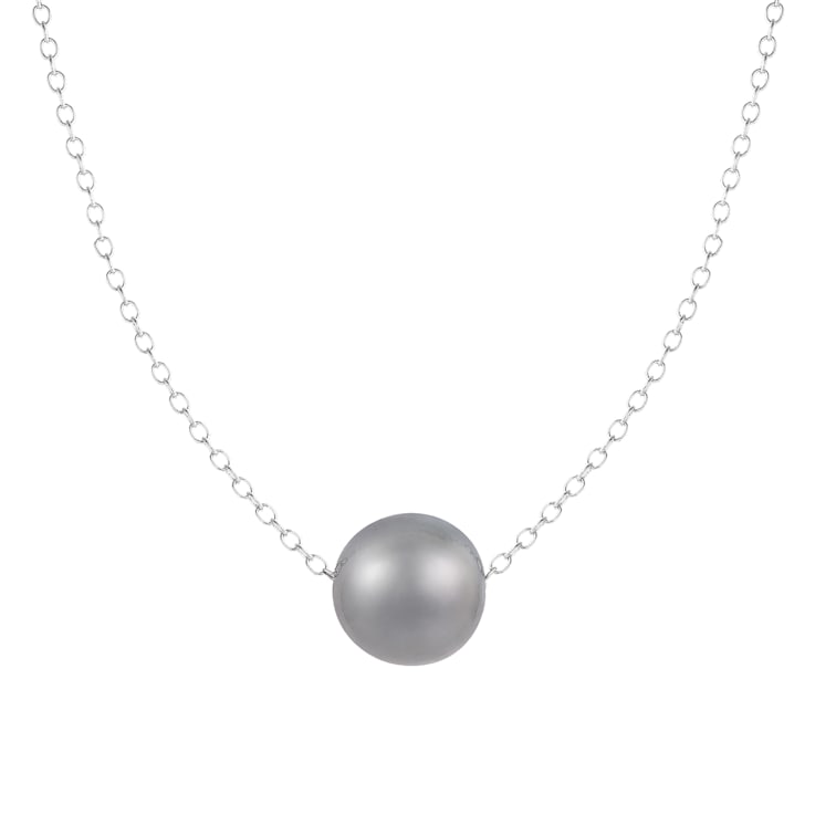 10mm Gray Cultured Freshwater Pearl Sterling Silver Necklace