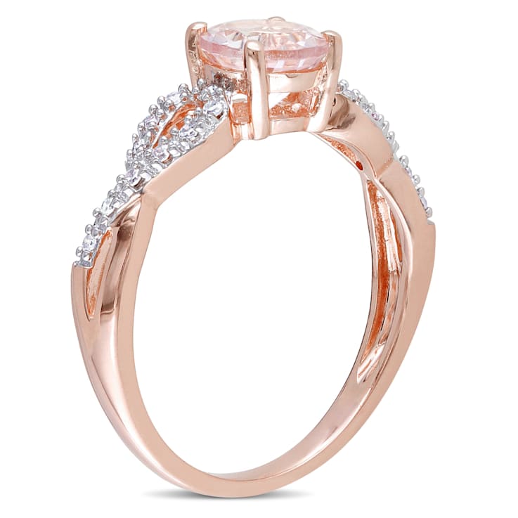 Morganite and Diamond 10K Rose Gold Ring 0.93ctw