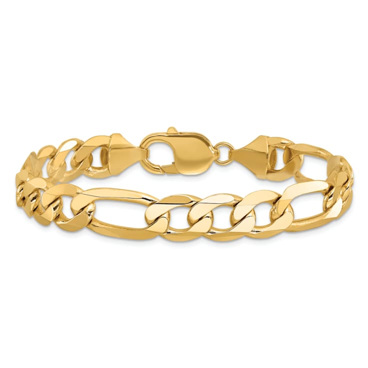 14K Yellow Gold 10mm Flat Figaro Chain Bracelet
