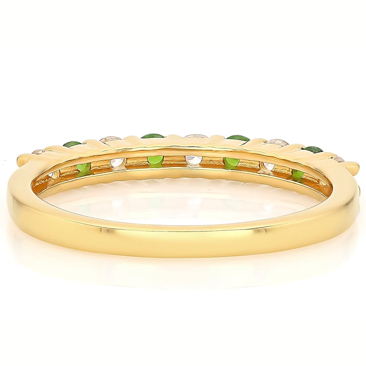Chrome Diopside And White Zircon Band Ring In 18K Gold Over Sterling
Silver 0.68ctw