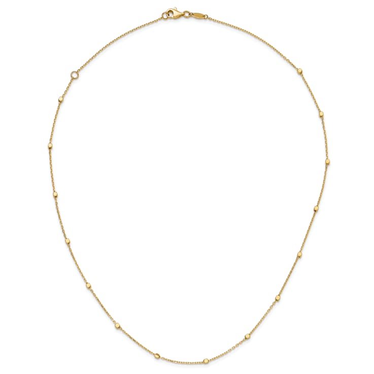 14K Yellow Gold Polished Cube Stations with 2-inch Ext. Necklace