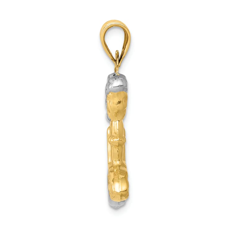 14k Two-tone Gold 3D Mermaid Pendant