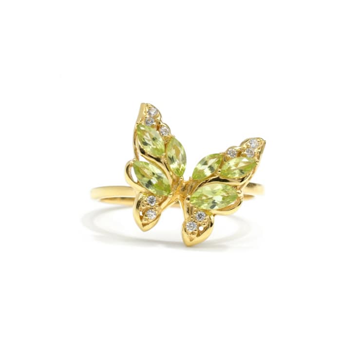 Peridot White Topaz 14K Yellow Gold Over Sterling Silver Ring