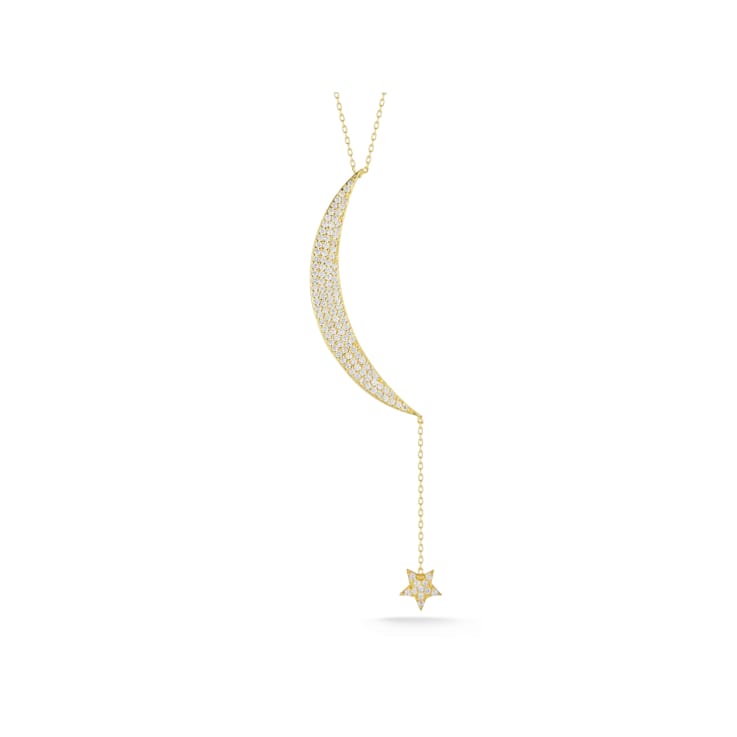 Sterling Statements 14K Yellow Gold Over Sterling Silver Pave Moon
Necklace with Star Drop