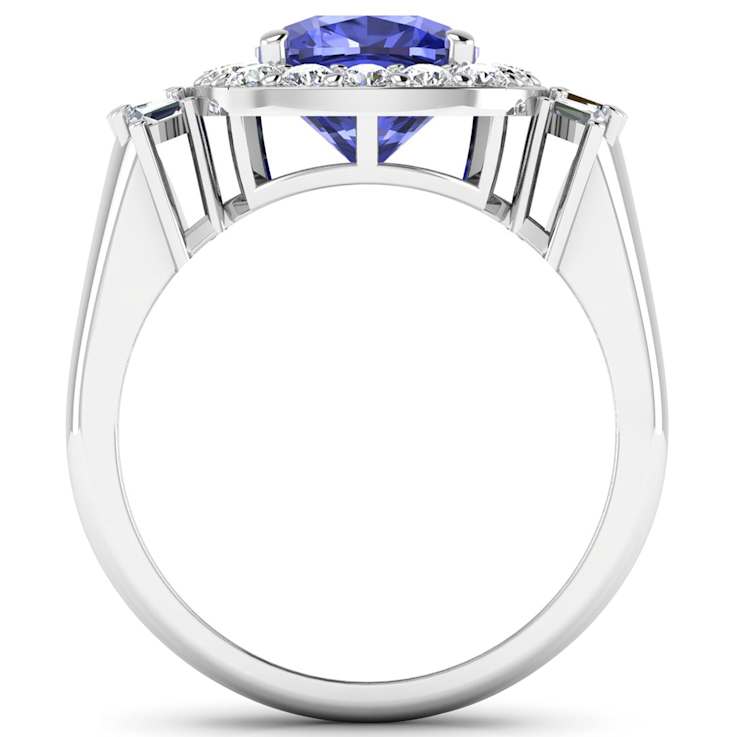 2.72ctw Violet Tanzanite and Diamond 14K White Gold Halo Ring
