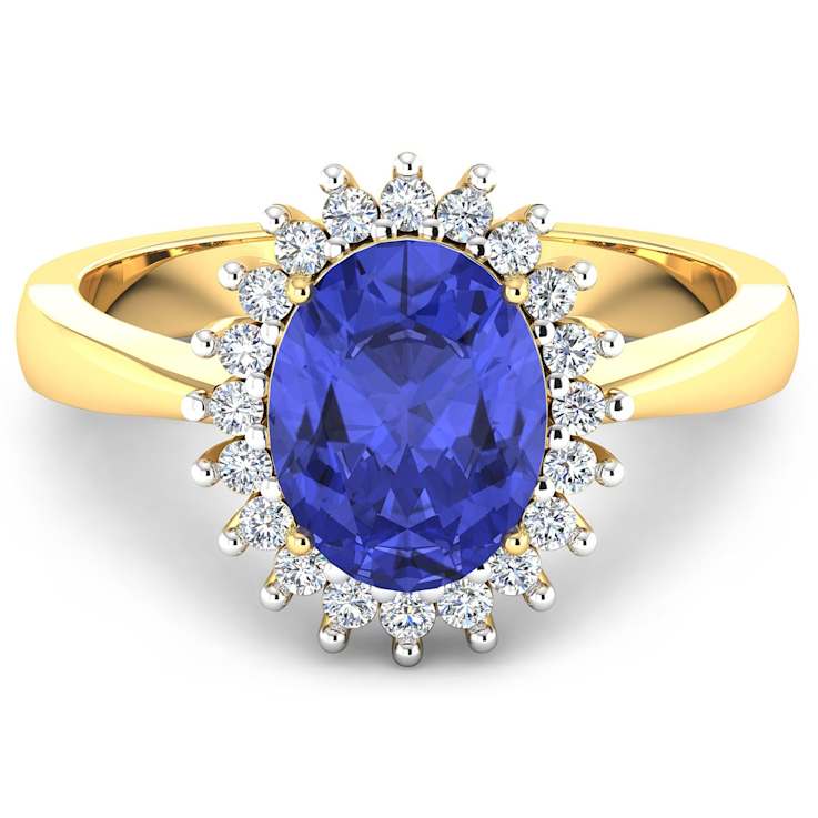 1.28ctw Violet Tanzanite and Diamond 14K Yellow Gold Halo Ring