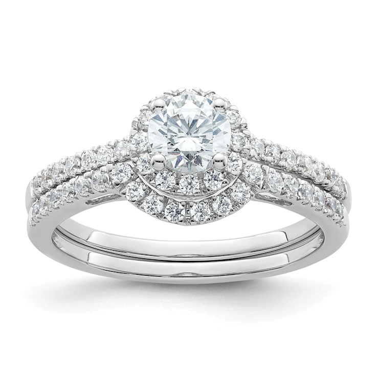Rhodium Over 14K White Gold Eternal Promise Lab Grown Diamond Halo
Complete Ring 0.76ctw