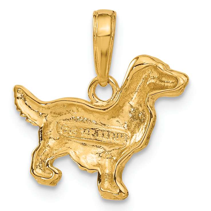14k Yellow Gold Textured Springer Spaniel Dog Pendant