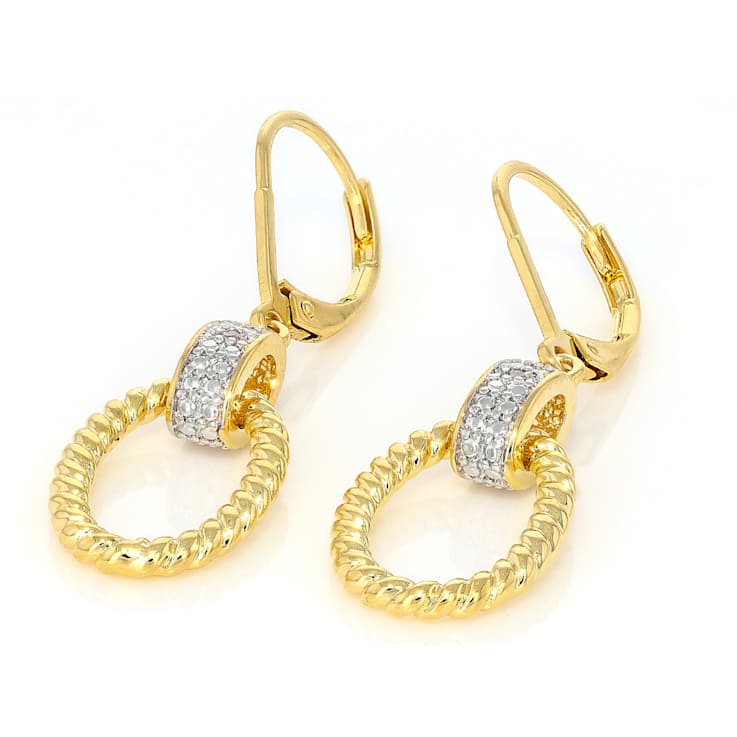 Diamond Station Link Dangle Earrings With Rope Design