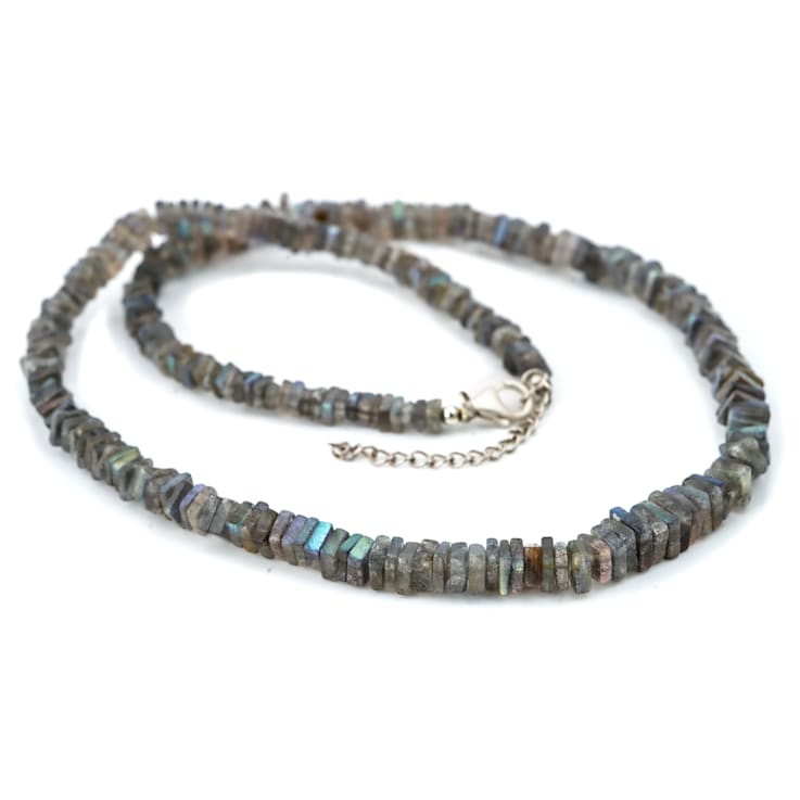 Labradorite Beaded Necklace In Sterling Silver