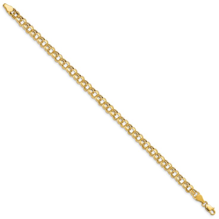 14k Yellow Gold 5mm Diamond-Cut Double Link Bracelet
