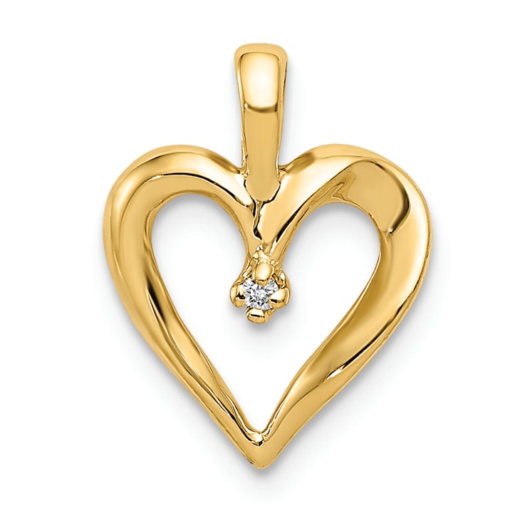 14k Yellow Gold Diamond Heart Pendant