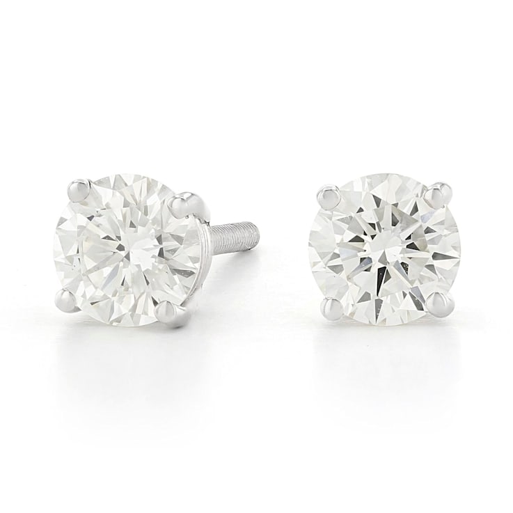 Certified White Lab-Grown Diamond H-I SI 14k White Gold Stud Earrings 1.00ctw