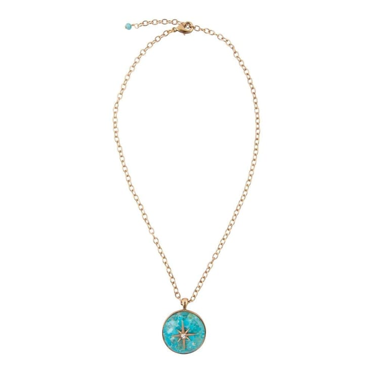 Barse Turquoise Celestial Star Pendant Necklace In Bronze