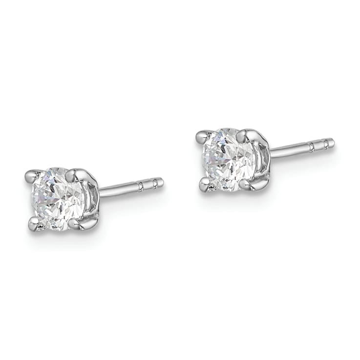 Rhodium Over 14K White Gold Lab Grown Diamond SI1/SI2, G H I, Post Earrings