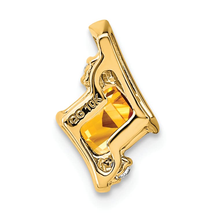 10k Yellow Gold 0.5 ctw Cushion Citrine and Diamond Chain Slide Pendant