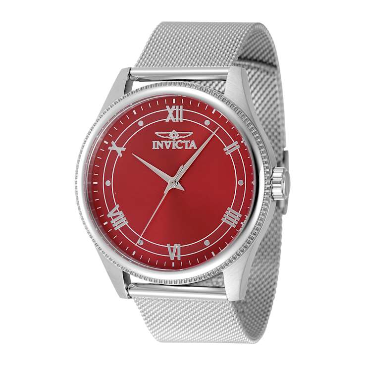 Invicta Celestial 43mm Red Dial Stainless Steel Band Quartz Watch