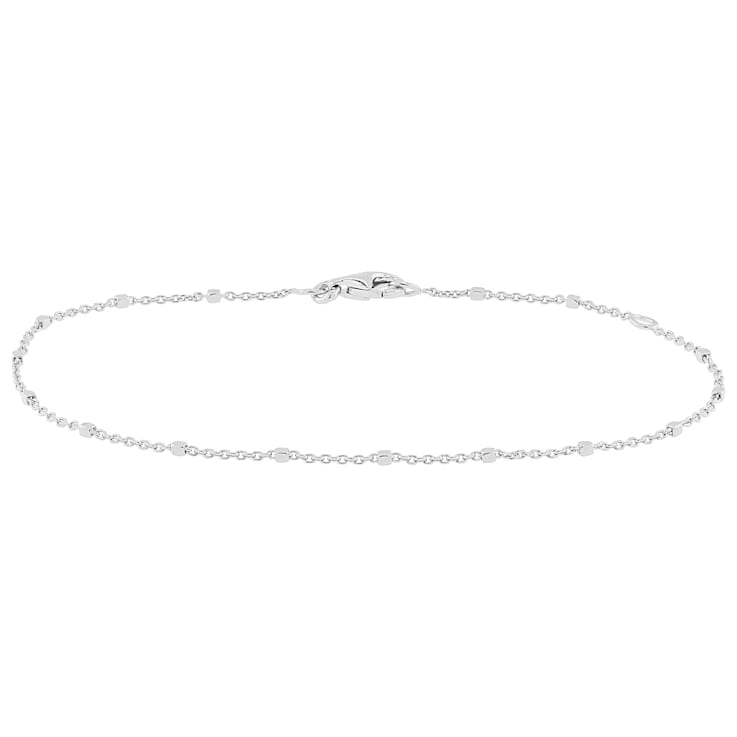 Square Bead Station Bracelet In Sterling Silver