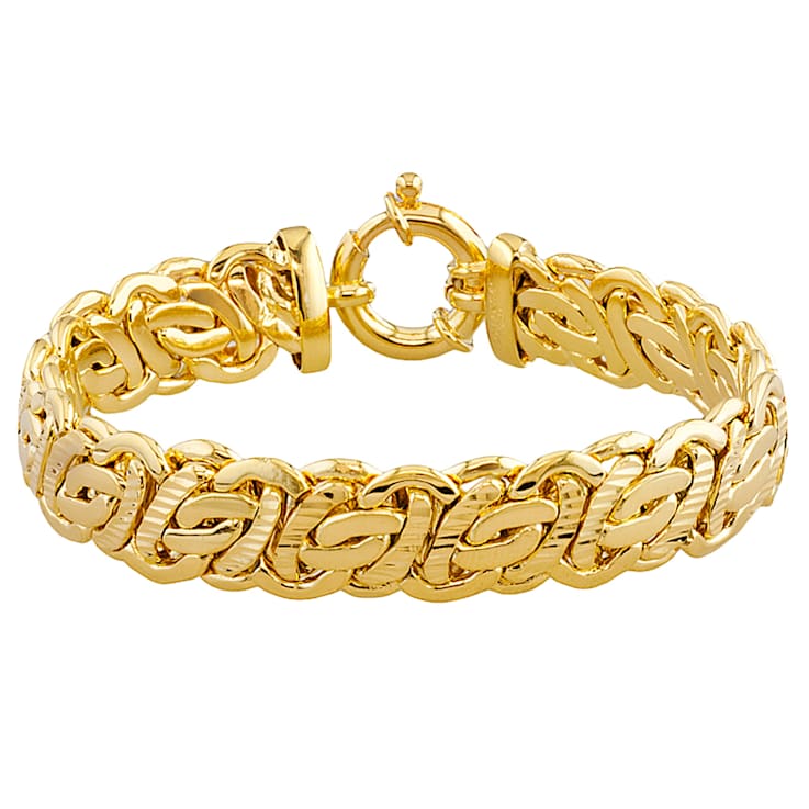 Flat Byzantine Link Bracelet In 18K Gold Over Bronze