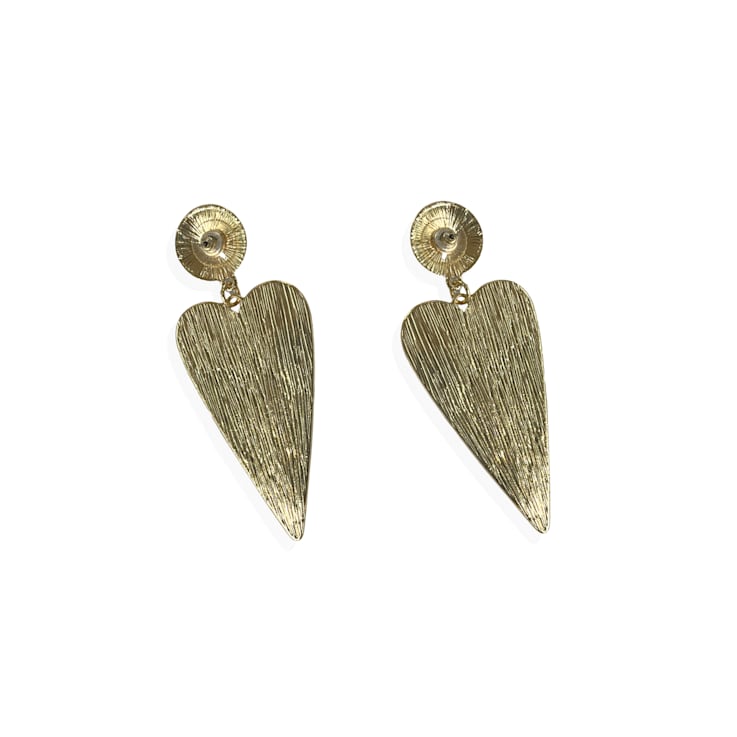 Off Park® Collection, Gold Tone Heart Shape Fushia Crystal Drop Dangle Earring