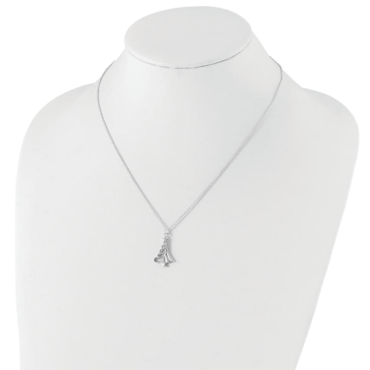 Sterling Silver Polished Christmas Tree Necklace