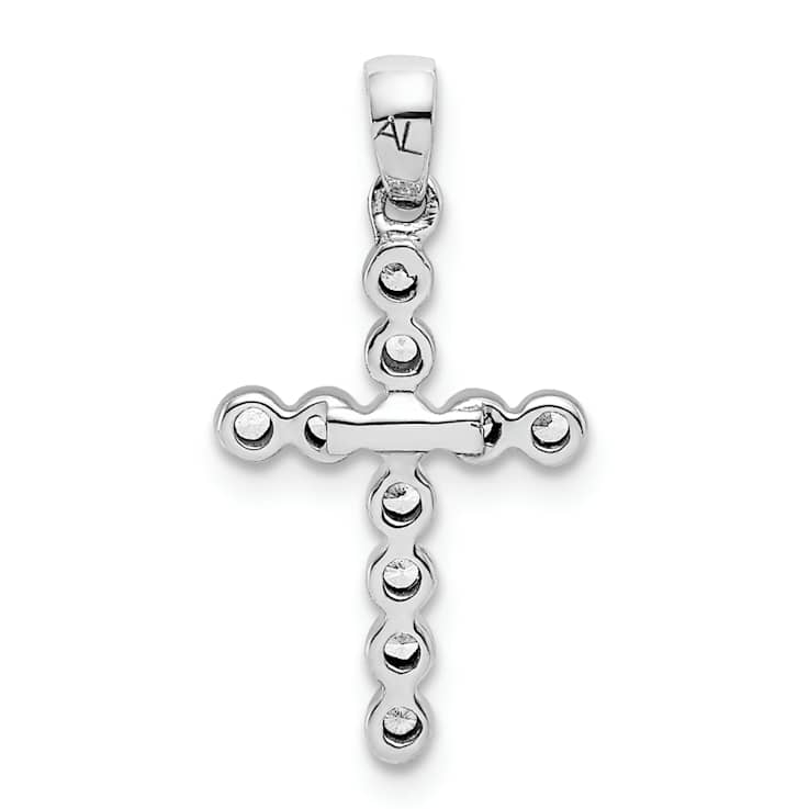 Rhodium Over 10k White Gold 0.10 ctw Diamond Cross Pendant