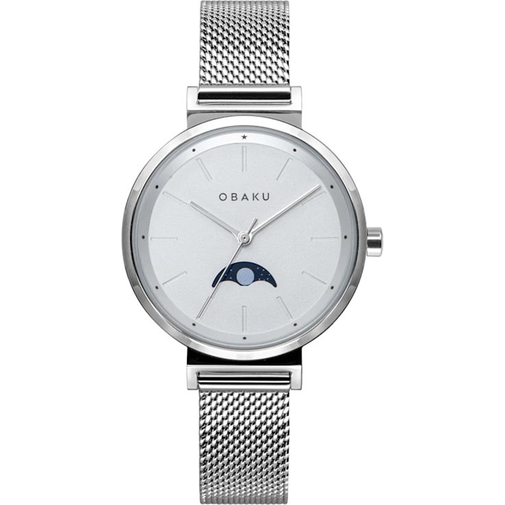 Obaku Women's Maane White Dial Stainless Steel Mesh Band Watch