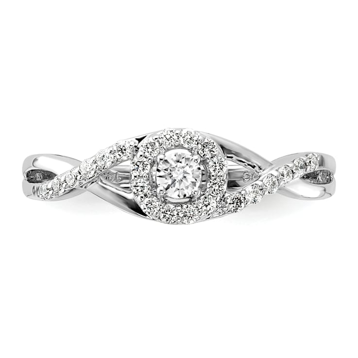 Rhodium Over 14K White Gold Lab Grown Diamond Complete Halo Engagement
Ring 0.282ctw