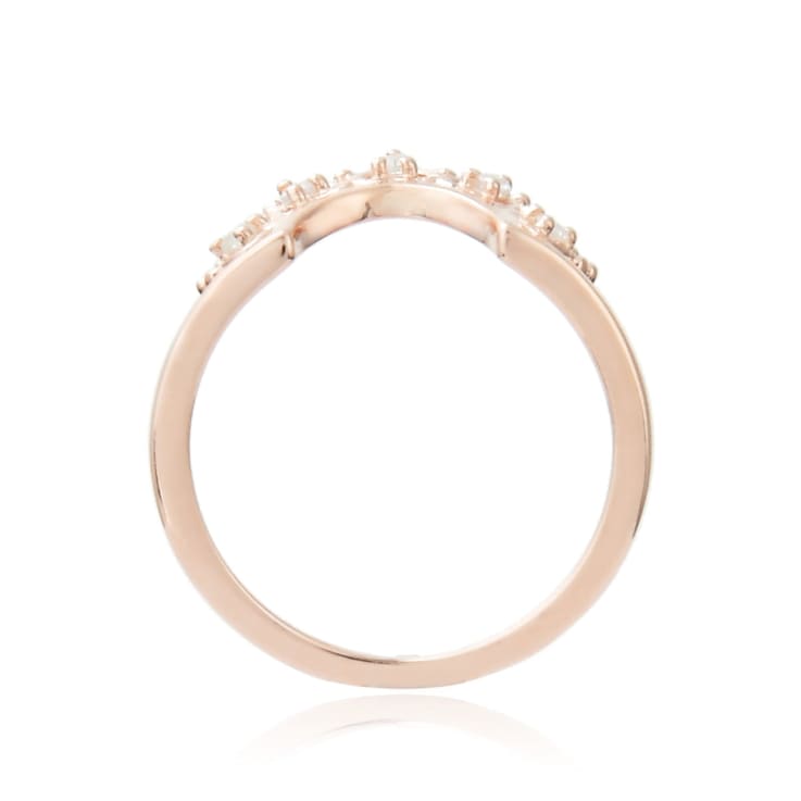 White Sapphire 14K Rose Gold Over Sterling Silver Crown Design Ring
Guard, 0.10ctw