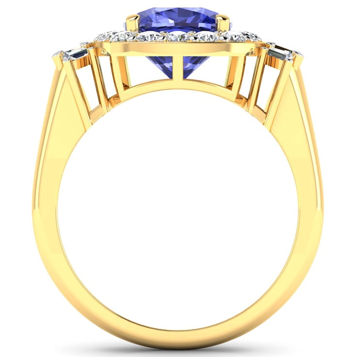 2.72ctw Violet Tanzanite and Diamond 14K Yellow Gold Halo Ring