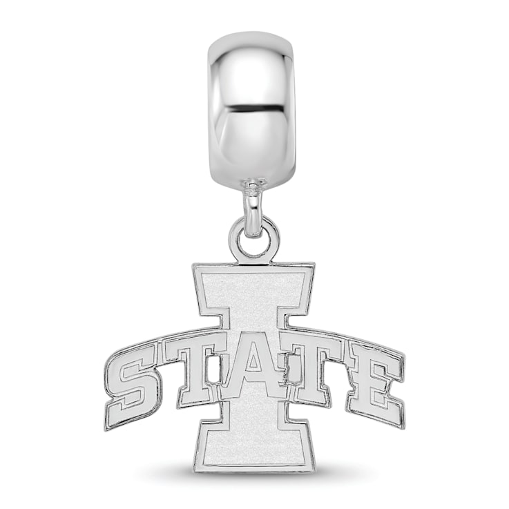 Sterling Silver Rhodium-plated LogoArt Iowa State University Small
Dangle Bead