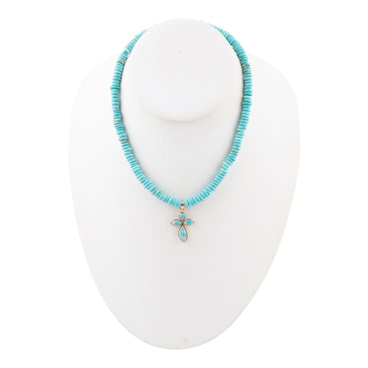 Barse Magnesite Cross Pendant Necklace In Bronze
