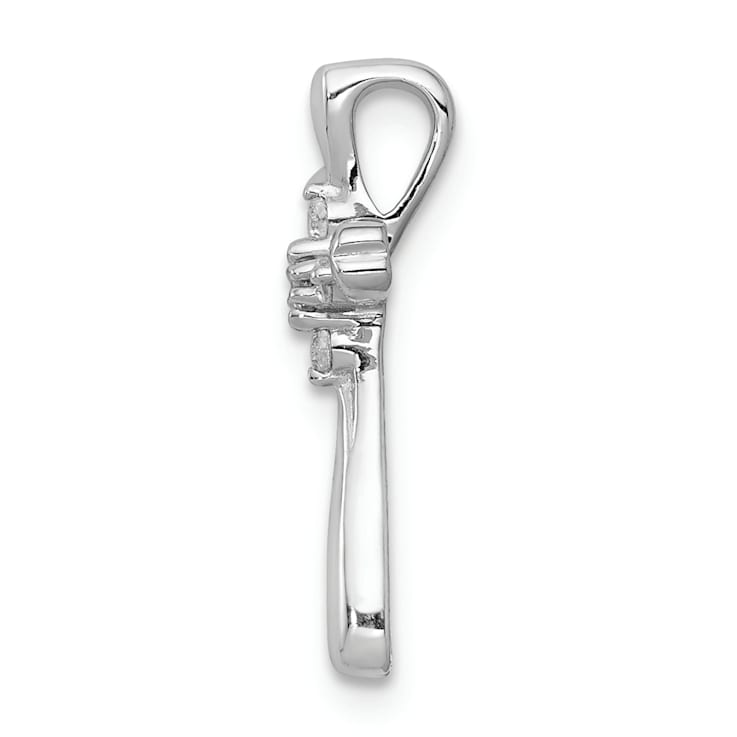 Rhodium Over 14K White Gold 1/20ct. 5-Stone Diamond Cross Chain Slide
