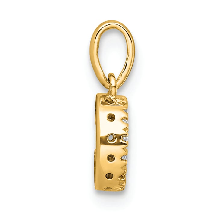 14K Yellow Gold Diamond Letter C Initial with Bail Pendant