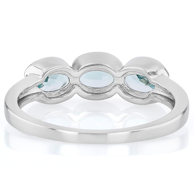 Sky Blue Topaz Three-Stone Ring In Platinum Over Sterling Silver