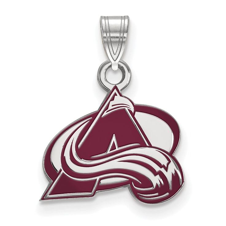 Rhodium Over Sterling Silver NHL LogoArt Colorado Avalanche Enamel Pendant