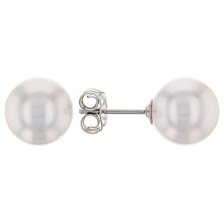 8-9mm Cultured Akoya Pearl Stud Earrings in Sterling Silver