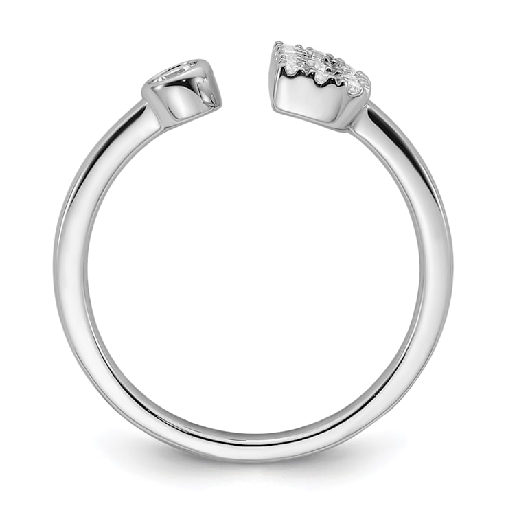 Rhodium Over 14K White Gold Lab Grown Diamond VS/SI GH, Initial B
Adjustable Ring