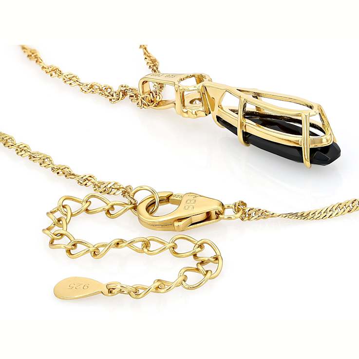 Black Spinel Pear And Lab-Created Moissanite Pendant Necklace In 18K
Gold Over Sterling Silver 2.62ctw