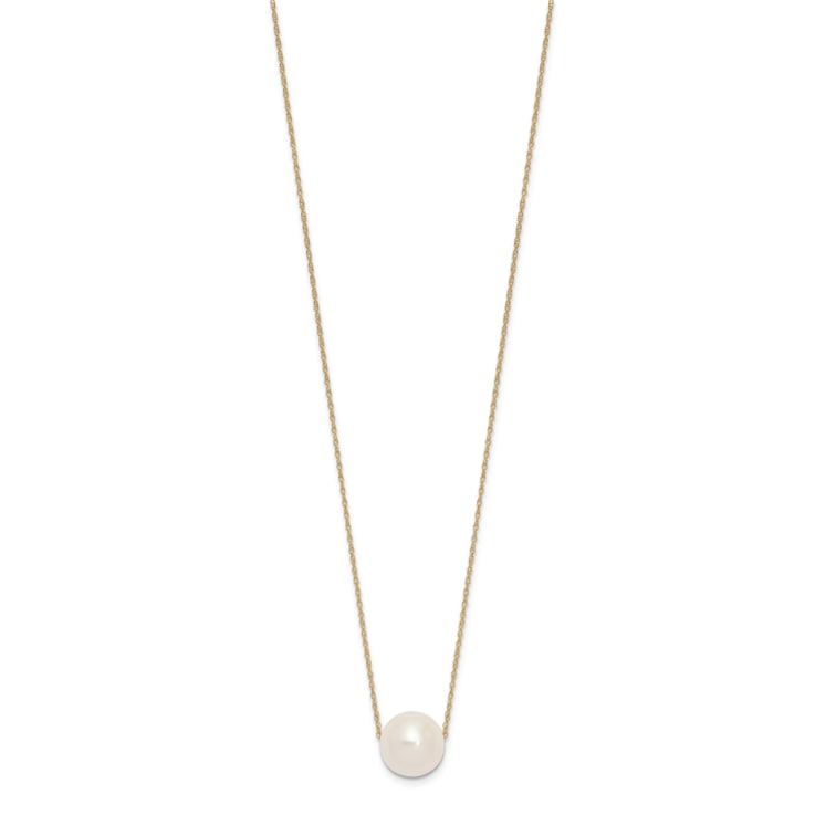 Freshwater Cultured Pearl Station Necklace In 10K Gold 17 Inch