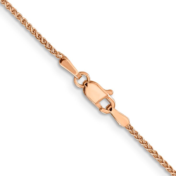 14k Rose Gold 1.2mm Diamond Cut Wheat Chain 30"