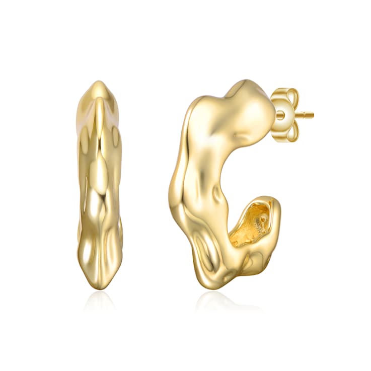 Twisted Open Hoop Earrings In 14K Gold Over Brass