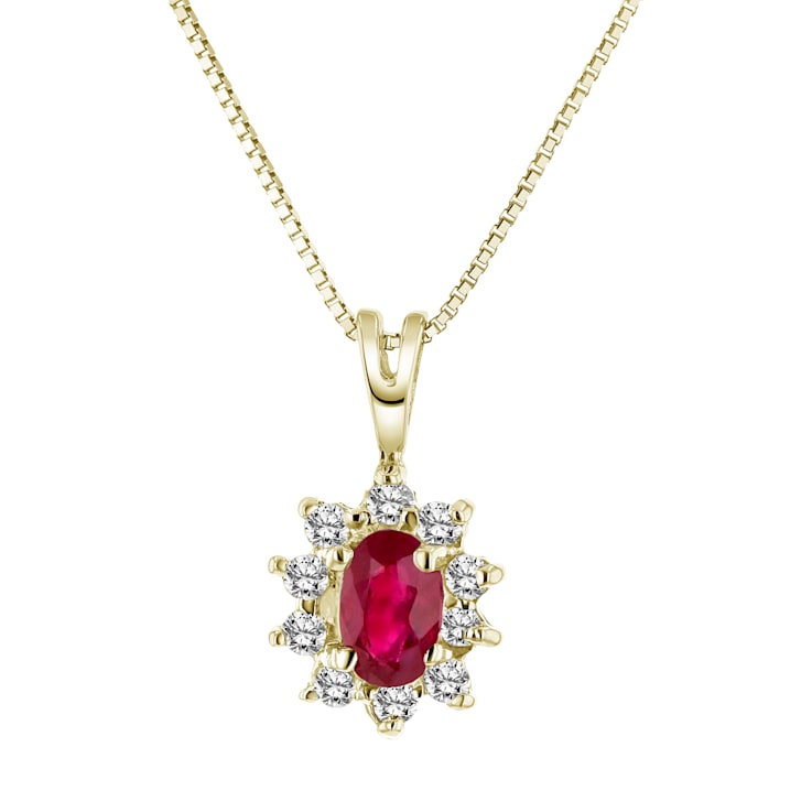 0.35ctw Ruby and Diamond Pendant 14k Yellow Gold
