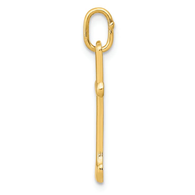 10K Yellow Gold Polished Letter t Initial Charm